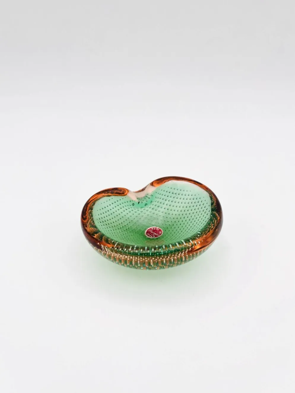 Vide-Poche Murano Sommerso Bullicante vert et rose, 60s