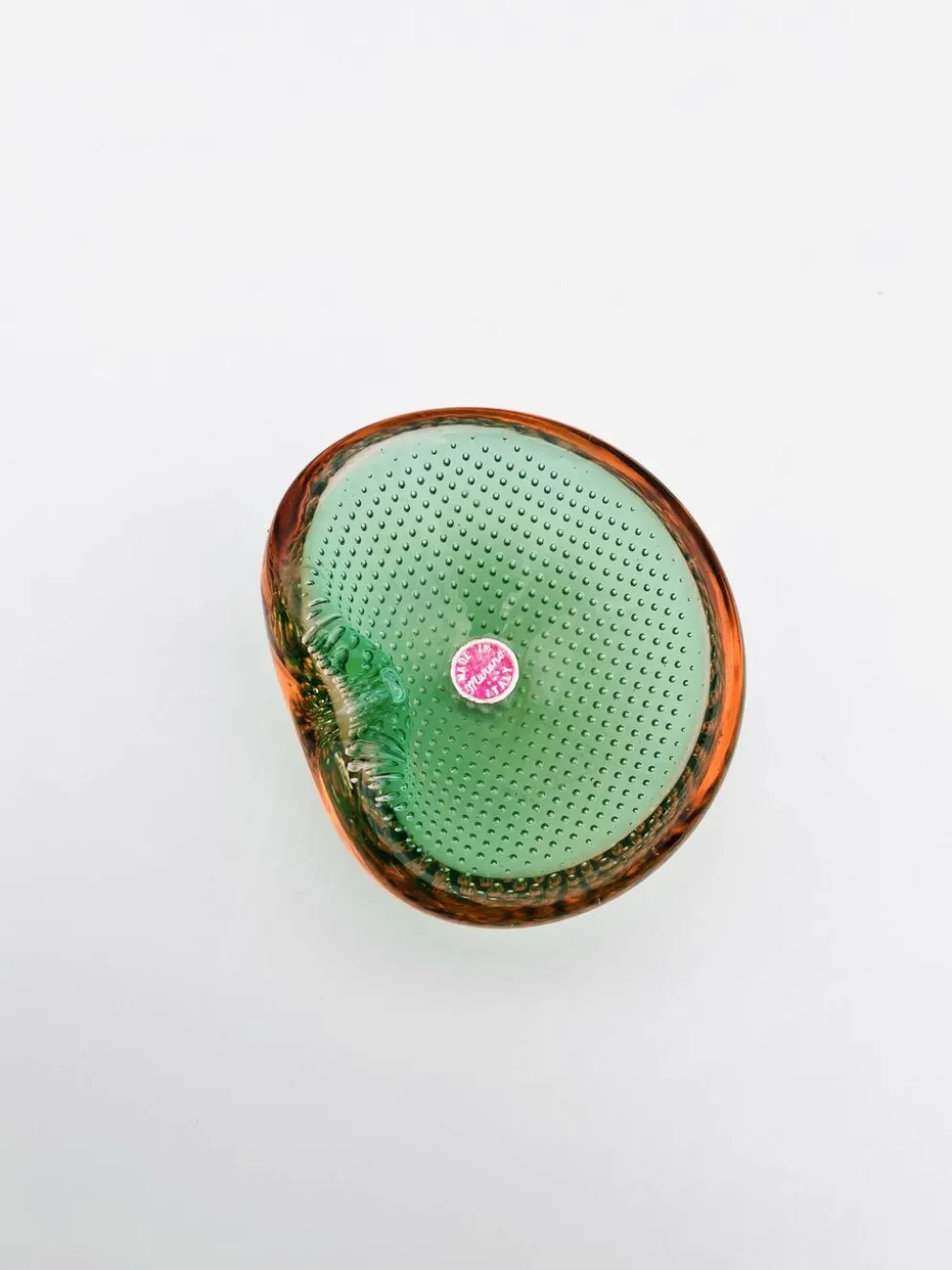 Vide-Poche Murano Sommerso Bullicante vert et rose, 60s