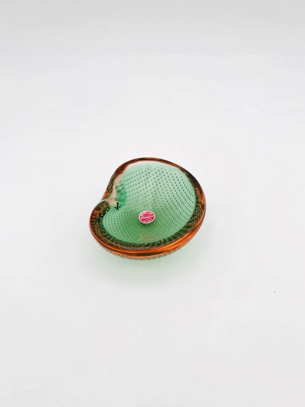Vide-Poche Murano Sommerso Bullicante vert et rose, 60s