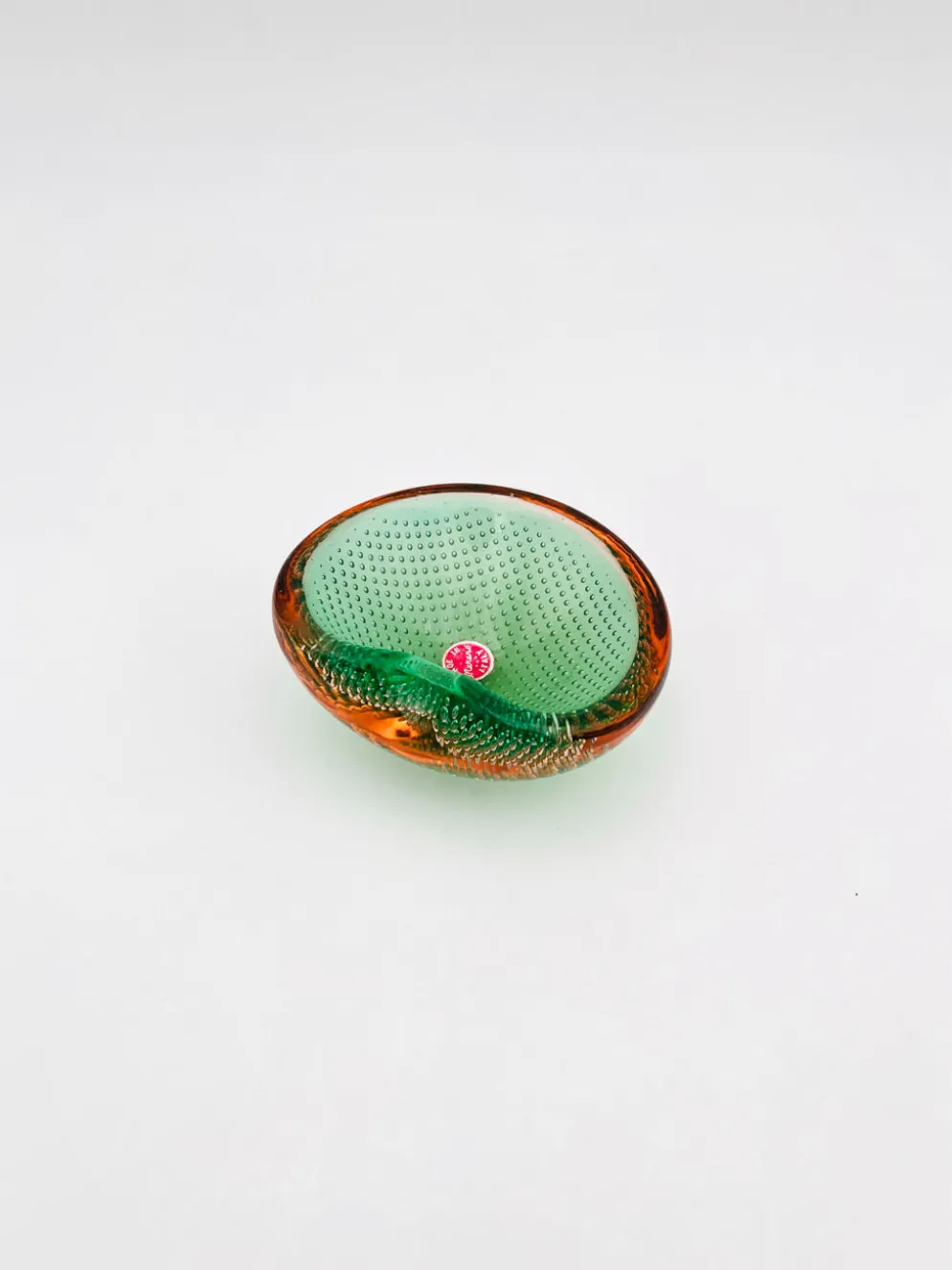 Vide-Poche Murano Sommerso Bullicante vert et rose, 60s