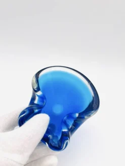 Vide-Poche Murano Sommerso Dégradé Bleu Polylobé 12cm 512g Design