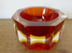 Vide poche ou cendrier octogonal Sommerso Murano, design Flavio Poli, 1970