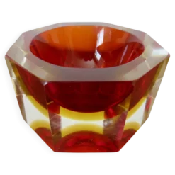 Vide poche ou cendrier octogonal Sommerso Murano, design Flavio Poli, 1970