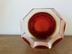 Vide poche ou cendrier octogonal Sommerso Murano, design Flavio Poli, 1970