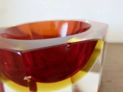 Vide poche ou cendrier octogonal Sommerso Murano, design Flavio Poli, 1970