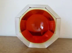 Vide poche ou cendrier octogonal Sommerso Murano, design Flavio Poli, 1970