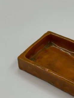 Vide-poche vintage en céramique émaillée ambrée