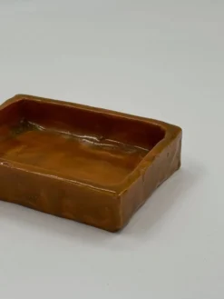 Vide-poche vintage en céramique émaillée ambrée