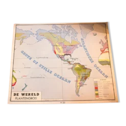Vieille carte scolaire le monde - Oceanie