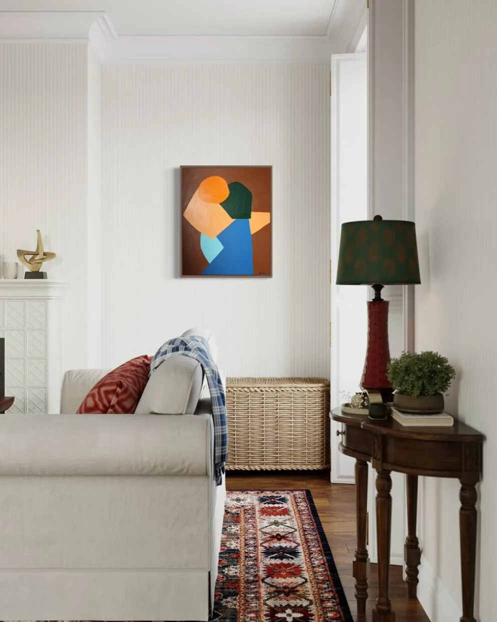 Viens plus près peinture minimaliste couple
