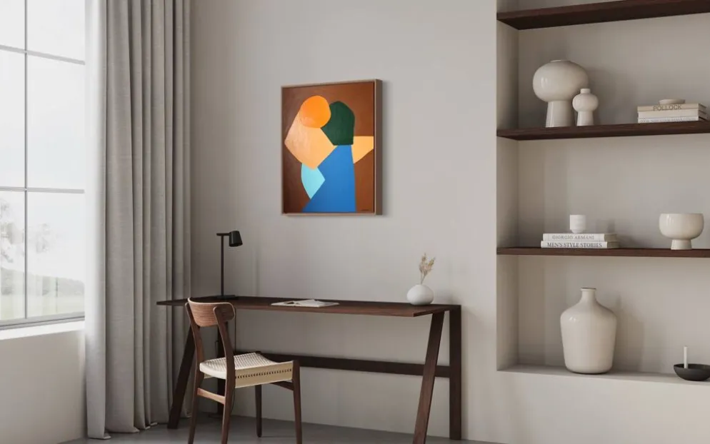Viens plus près peinture minimaliste couple