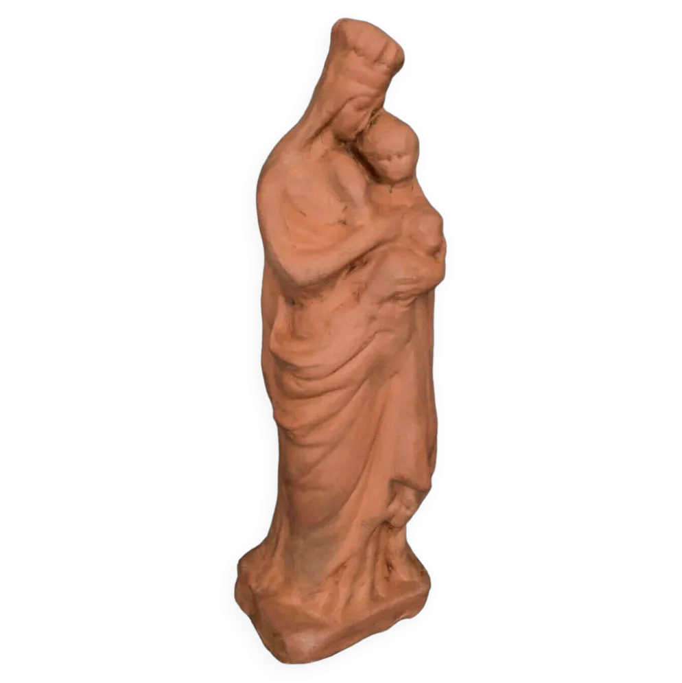 Vierge à l'Enfant en terre cuite XIXe modelage