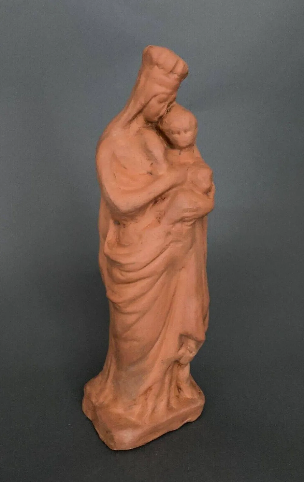 Vierge à l'Enfant en terre cuite XIXe modelage