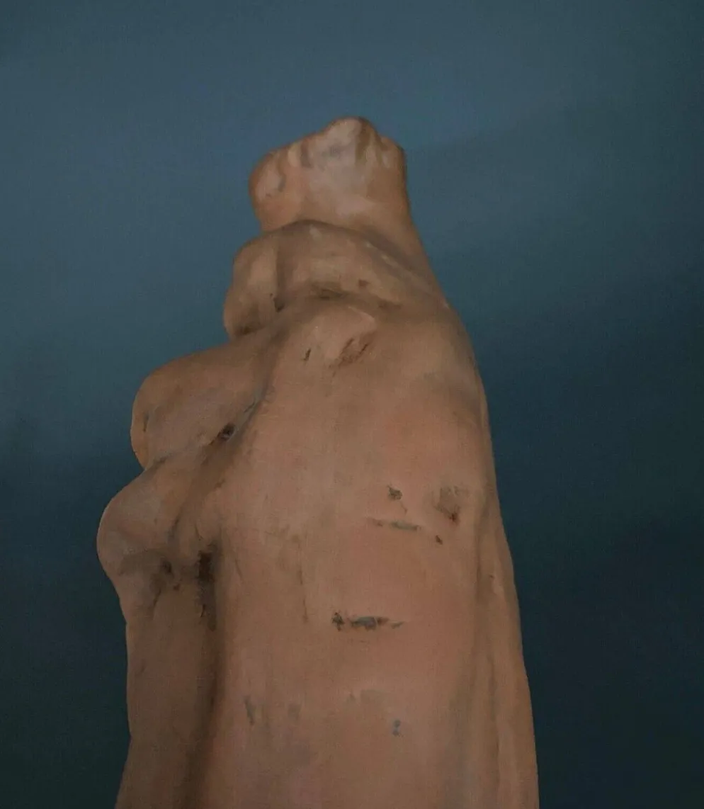 Vierge à l'Enfant en terre cuite XIXe modelage