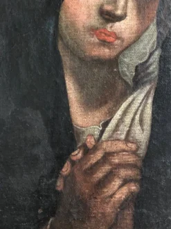 Vierge Marie peinture sur toile du XVIIe anonyme 49 cm par 38 cm école Italienne