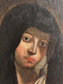 Vierge Marie peinture sur toile du XVIIe anonyme 49 cm par 38 cm école Italienne