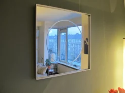 Vintage aluminum 77cm square mirror