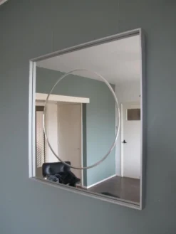 Vintage aluminum 77cm square mirror