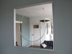 Vintage aluminum 77cm square mirror