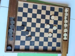 Vintage année 50-60 ! Magnifique jeu dames complet 100% bois