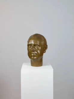 Vintage buste sculptural en plâtre bronzé d'homme