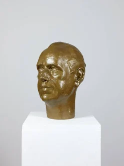 Vintage buste sculptural en plâtre bronzé d'homme