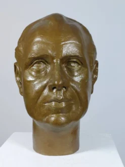 Vintage buste sculptural en plâtre bronzé d'homme