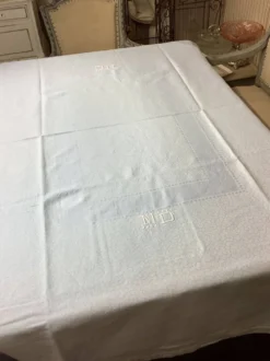 Vintage nappe & serviettes damassés monogramme