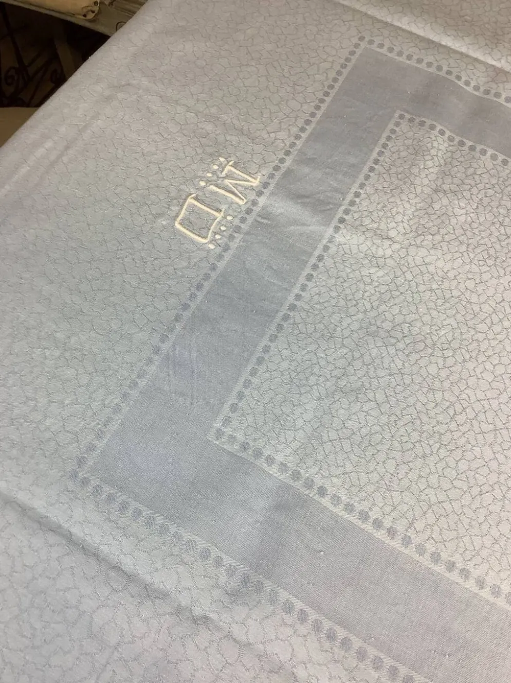 Vintage nappe & serviettes damassés monogramme
