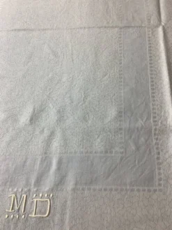 Vintage nappe & serviettes damassés monogramme