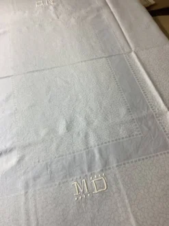 Vintage nappe & serviettes damassés monogramme