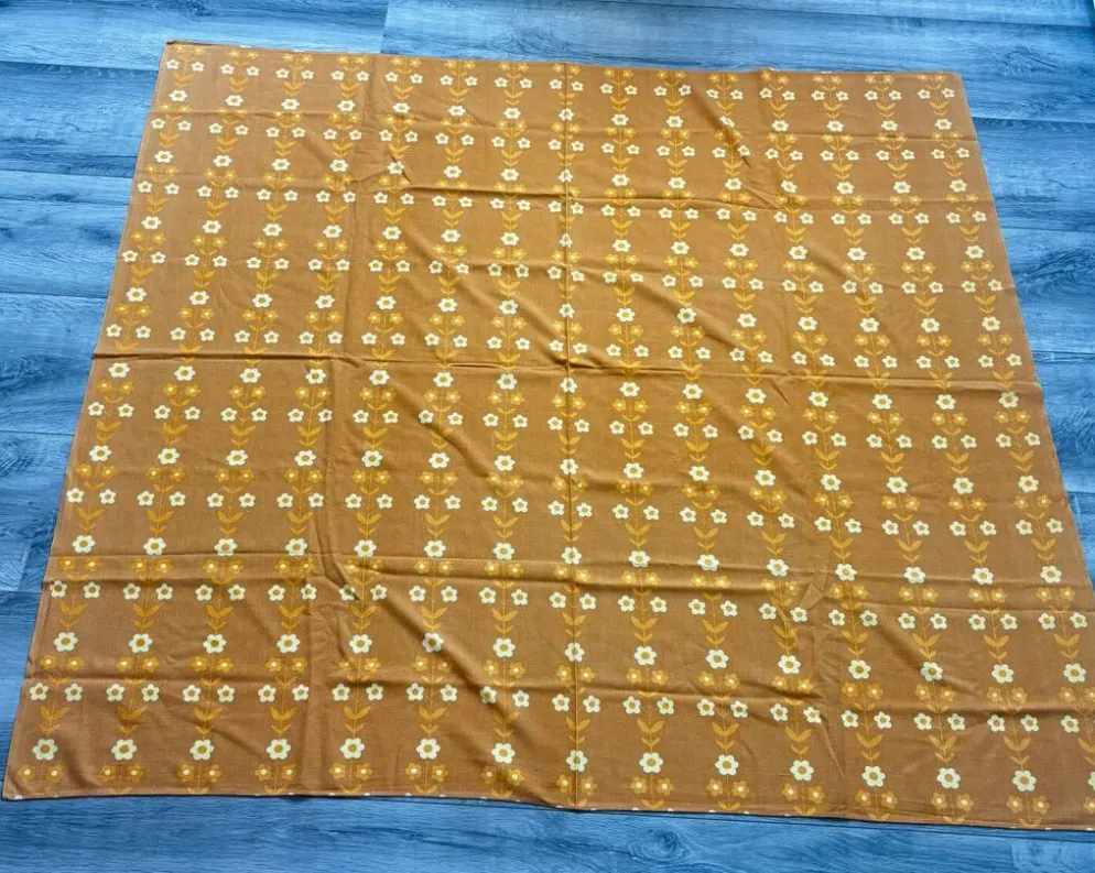 Vintage rétro nappe fleurie orange