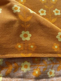 Vintage rétro nappe fleurie orange