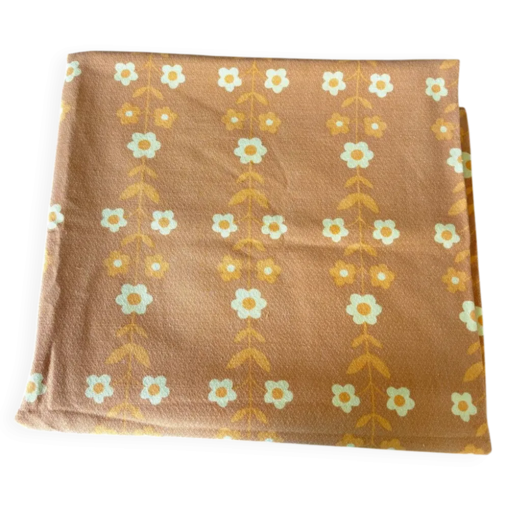 Vintage rétro nappe fleurie orange