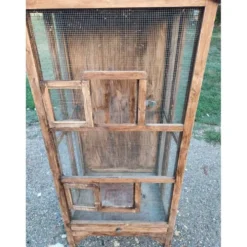 Volière cage à oiseaux bois et grillage