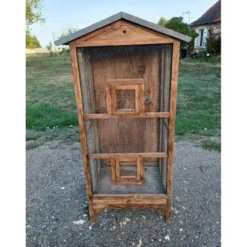 Volière cage à oiseaux bois et grillage