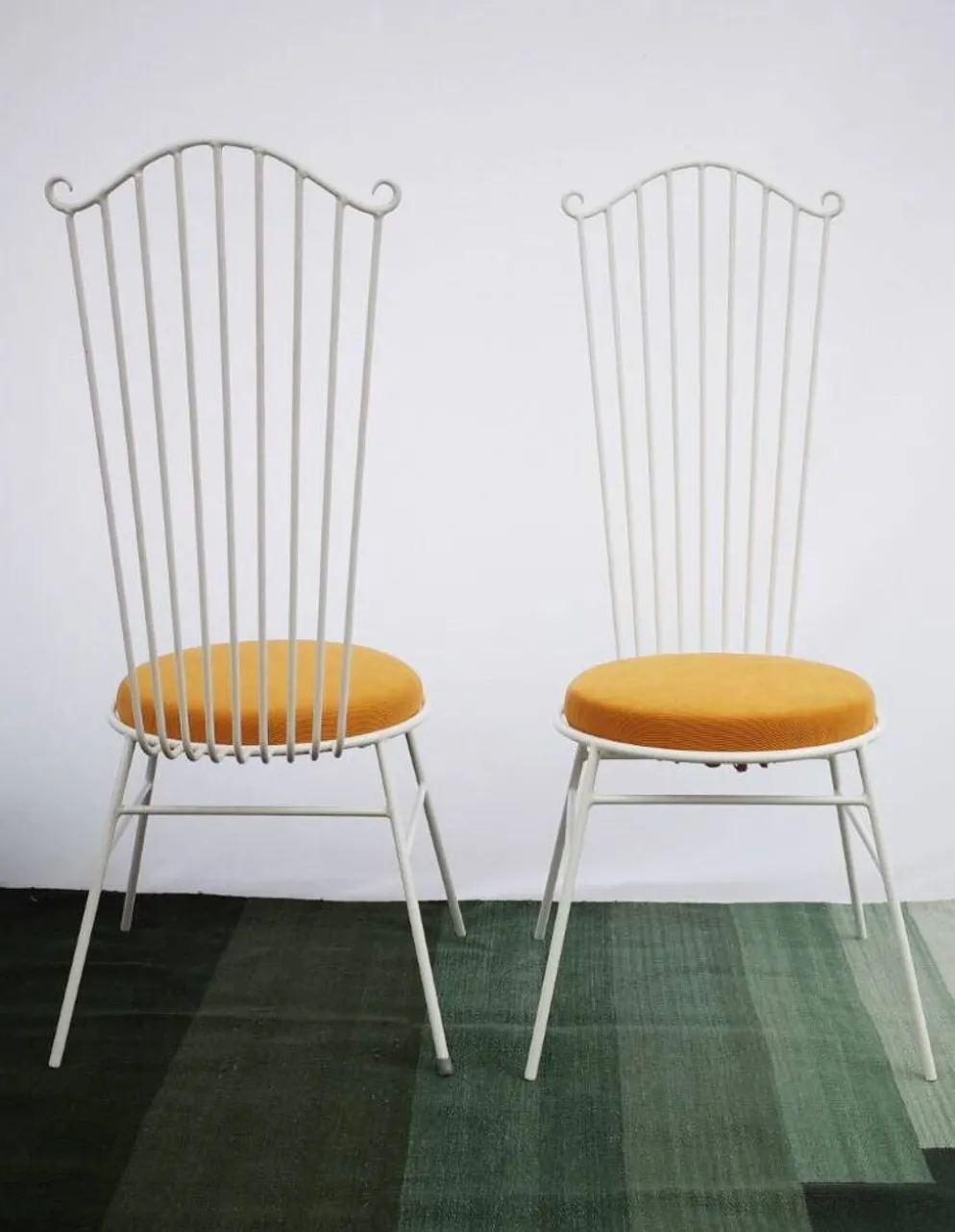 2 x Gartenstuhl vintage Metall blanc