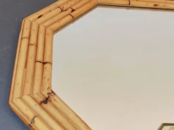 87 x 72 - Grand miroir bois bambou octogonal rotin