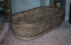 XXL panier tressé ancien, panier osier, rangement, outil de boulanger