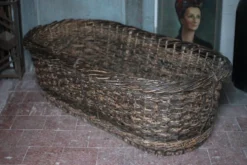 XXL panier tressé ancien, panier osier, rangement, outil de boulanger