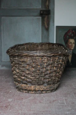 XXL panier tressé ancien, panier osier, rangement, outil de boulanger