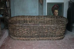 XXL panier tressé ancien, panier osier, rangement, outil de boulanger